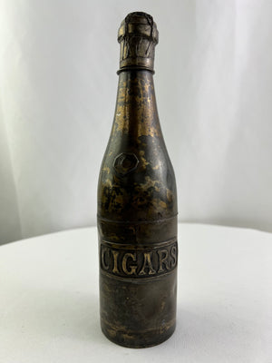 Antique 1921 Pairpoint Silverplate Champagne Bottle Cigar Humidor Match Holder