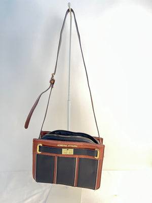 Adrienne Vittadini Crossbody Purse Black Brown Shoulder Bag Colorblock