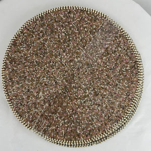Pier 1 Imports Pink White Beaded Round Placemats Set of 4 Home Decor