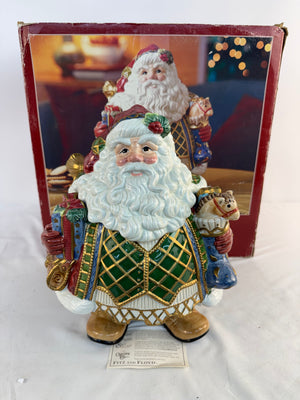 2003 Fitz and Floyd St Nick Cookie Jar with Box Vintage Christmas Santa Claus