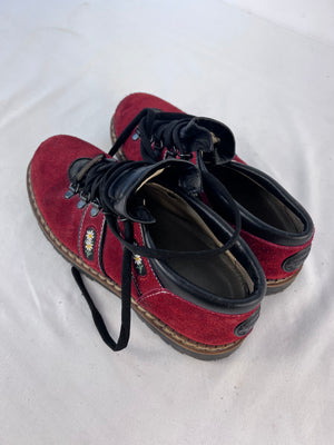 Vintage Michel Jordi Swiss Ethno Red Suede Hiking Shoes EU 39 US Women 8.5
