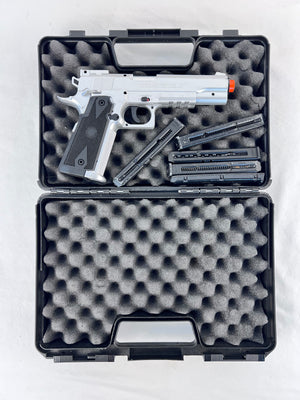 TSD Sports 1911 CO2 Tactical Airsoft Pistol Lot Silver - Case & 5 Mags