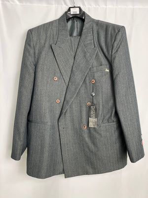 Bonelli Firenze Double Breasted Gray Suit Set Men's Blazer 44R Pants 38R NWT