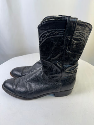 Vintage Justin 3172 Ostrich Roper Black Western Boot Men's 10.5D
