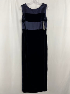 Jones New York Soiree Navy Velvet & Satin Long Gown Women's 10 NWT