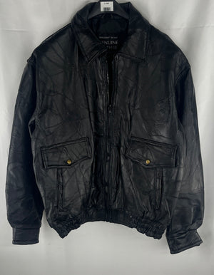 Maxam Mens Black talian Mosaic Genuine Top Grain Lambskin Leather Jacket Size L