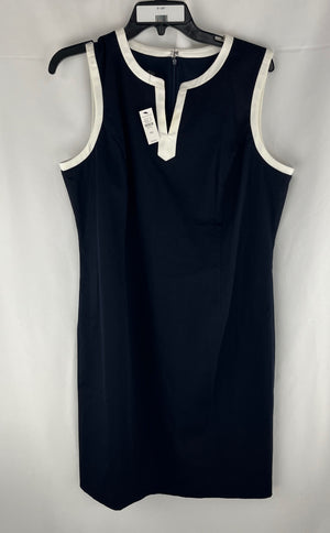 Talbot's Women's Navy White Trim Lined Sleeveless V Neck Casual Dress Size 16P