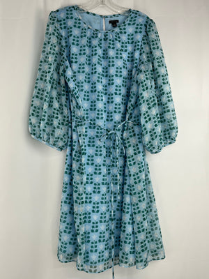 NWT Ann Taylor Perfect Sky Floral Tile Belted Shift Dress Size12