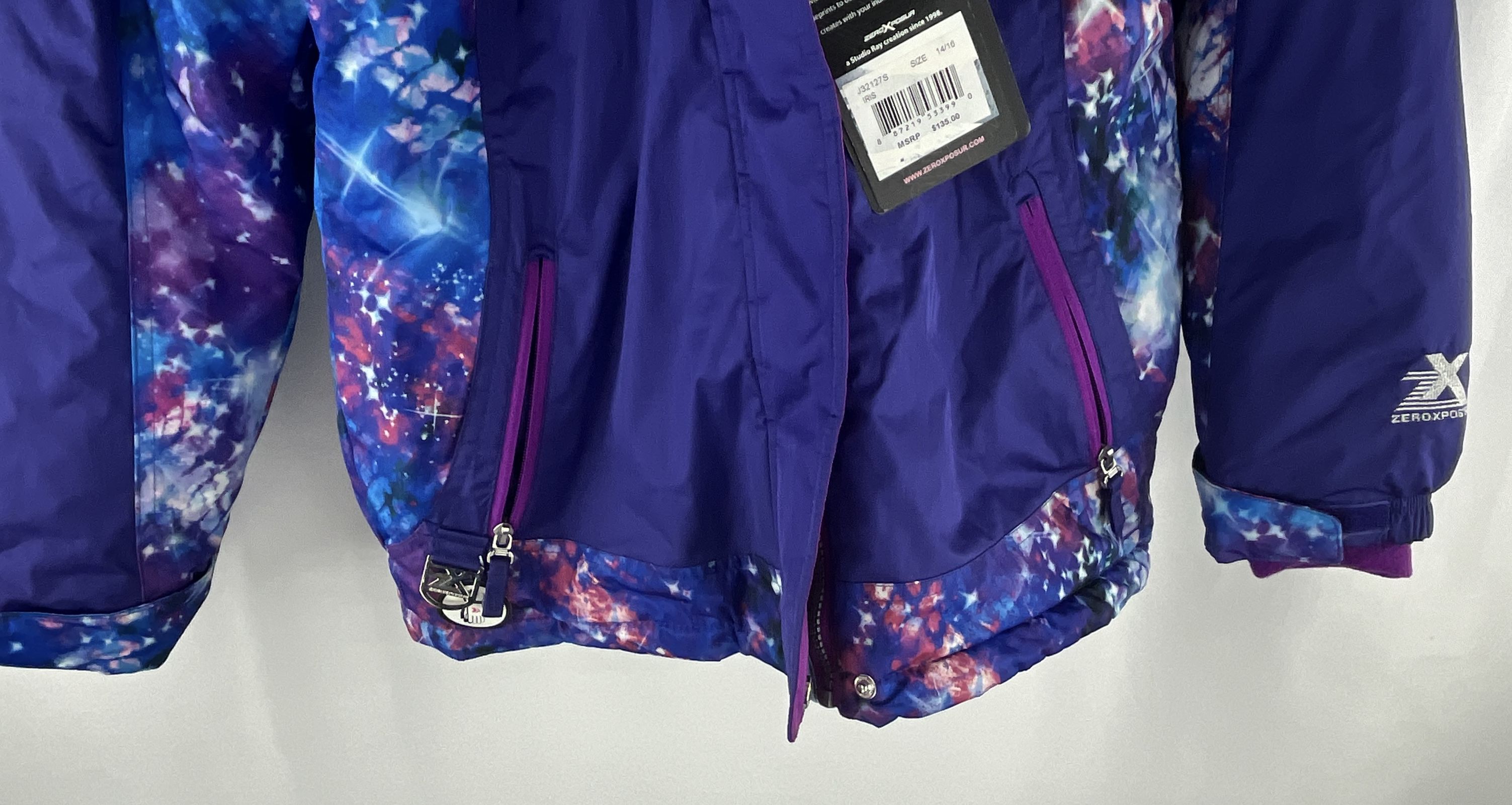 ZeroXposur Womens Purple Multi Heavyweight Hooded Faux Fur Jacket Size