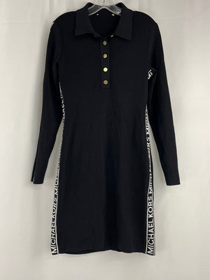 Michael Kors Black & White Branding Side Striped Dress Women’s M