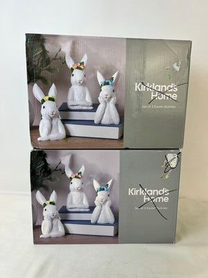 Set of 2 Kirkland's Home 3 Sassy Bunnies Set Easter Decor New in Open Box