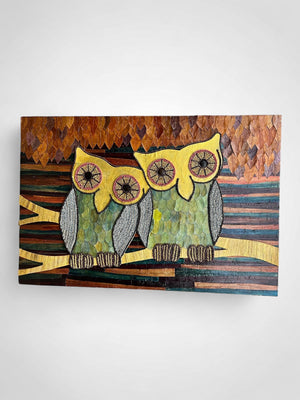 Pier 1 Imports Friendly Owl Wall Panel Made of Tropical Plants & Coconut Shell