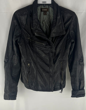 Vintage Danier Women's Black Soft Leather Zip Up Biker's Jacket Size S/P