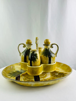 Bellagio Hand Painted Tropical Palm Tree Ceramic 6-Pc Serving Set
