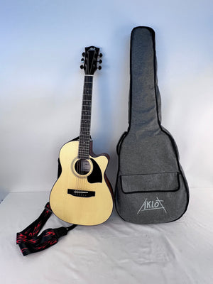 AKLOT AKAG-3 Acoustic Guitar Full Size 38-Inch with Soft Case Spruce Cutaway