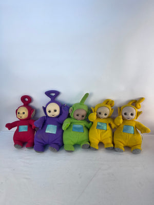 Playskool 1998 Vintage Talking Teletubbies Plush Set of 5; Recalled Bad Word Red