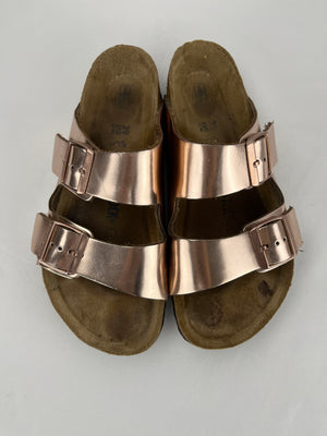 Birkenstock Arizona Metallic Rose Gold Double Buckle Slide Sandal Size 8