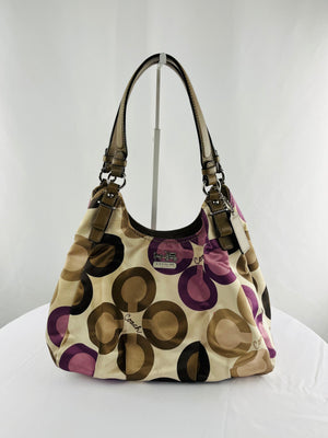 Coach Signature 17055 Clover Sateen Multicolor Maggie Shoulder Handbag