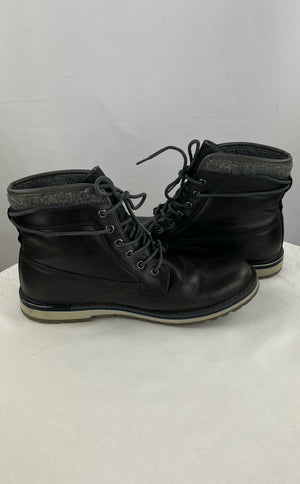 Sonoma Men's Dark Gray Leather Fleece Lined Hiking Boots Size 9.5M
