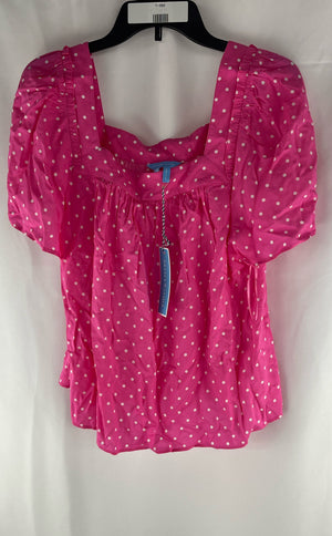 Draper James Women's Maren Top Pink Polka Dots Size M NWT