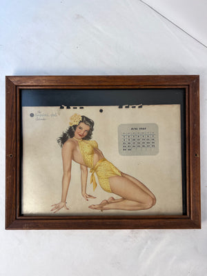 Vintage Original 1940s Esquire Calendar Vargas Pinup June 1947 Framed