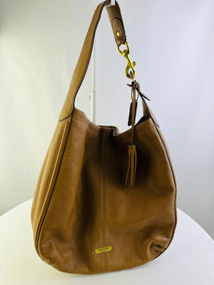 Coach Avery Brown Pebbled Leather Large Hobo Shoulder Bag | 523309