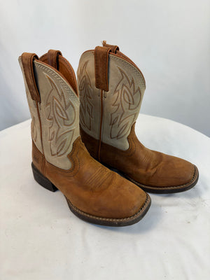 Justin Boots Kids Size 2D Cowboy Cowgirl Western Leather Pull On Brown JK7511