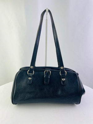 Patricia Nash Corsica Black Leather Double Buckle Frame Shoulder Bag Purse