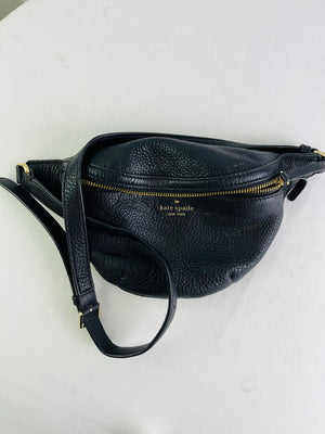 Kate Spade Jackson Black Pebbled Leather Fanny Pack Belt Waist Bag