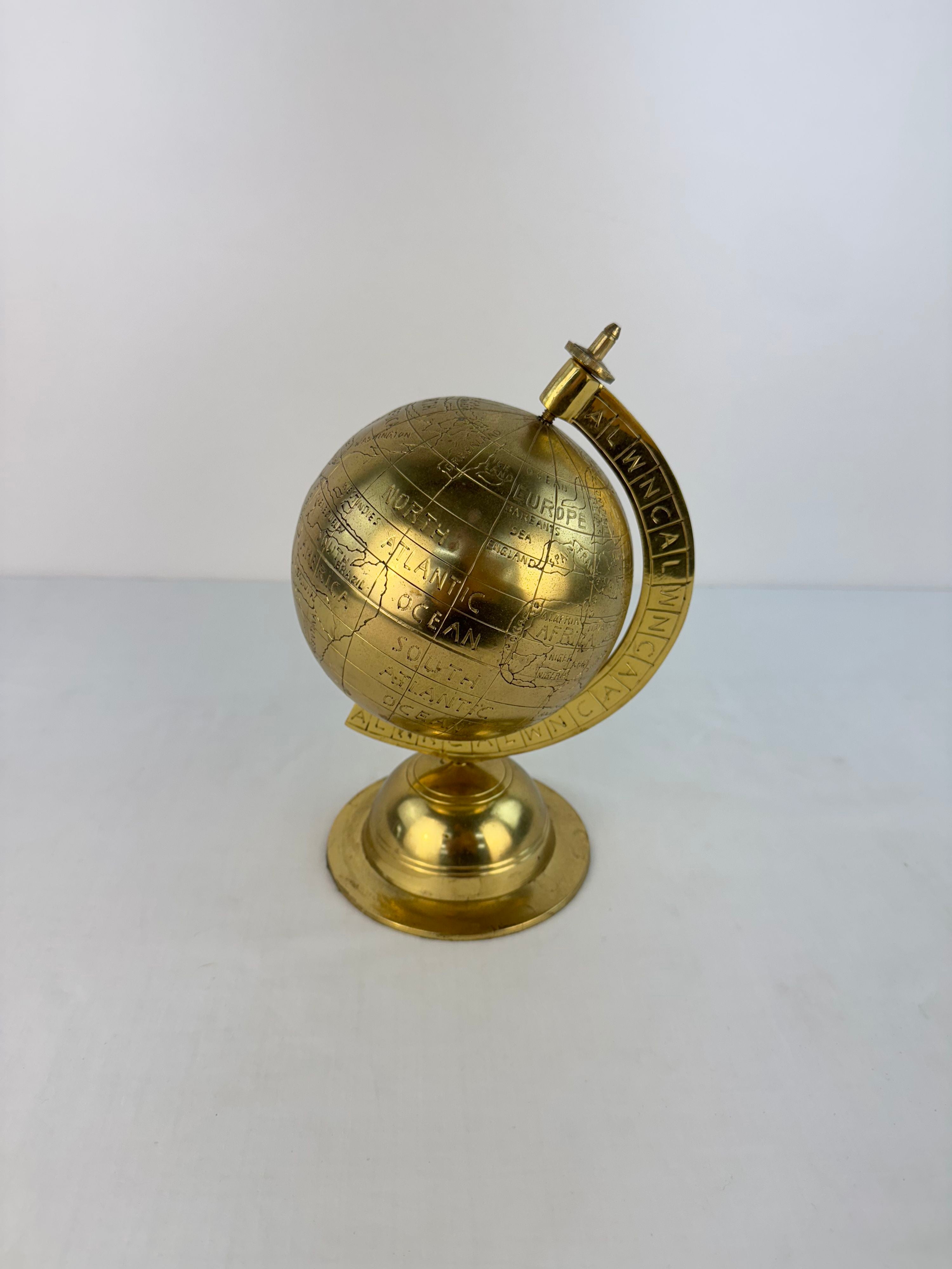 Vintage Brass Desktop World Globe