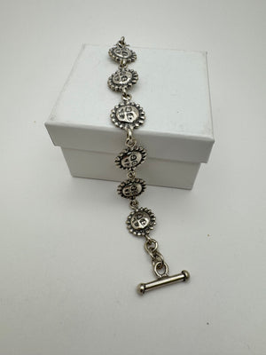 925 Sterling Silver Bracelet 25.4g Sun Charm Chain Select 7.5 in.