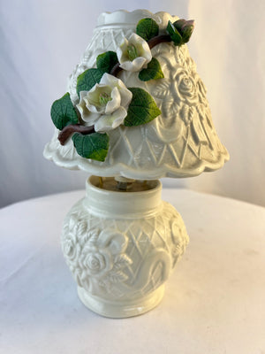 Vintage Porcelain Floral Rose Antique Night Light Lamp 10 1/2"