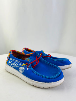 HEYDUDE x Hot Wheels Wally Youth Shoes Blue Multi Size J3 Youth 3