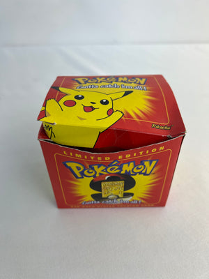 Vintage 1999 BK Pokemon Gold Plated Card Pikachu Red Pokeball Box Limited Ed