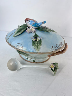 Fitz Floyd Fitz and Floyd Toulouse Soup Tureen Ladle 3.5 Quart Blue