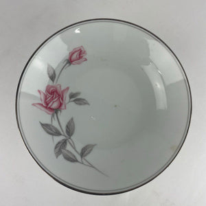 Noritake Rosemarie 7.5" Soup Salad Bowls Pink Rose Platinum Trim Japan Set of 8
