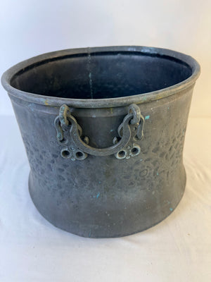 Antique Chinese Bronze Cauldron Pot Basin Planter Shou Character Cloud Handles