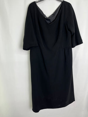 Lafayette 148 New York 3/4 Sleeve V-Neck Sheath Dress Black Size 16 NWT
