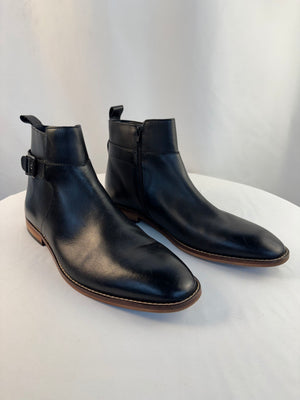 Steve Madden Men's Matthew Black Leather Ankle Boot Solid (Size 13)