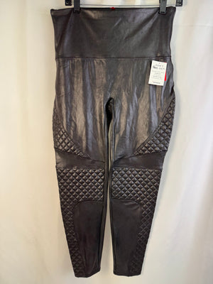 SpanX Black Leggings - Size Women's XL - Quilted Faux Leather