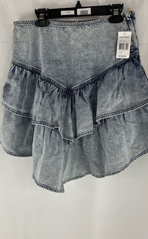 Driftwood Women's Acid Wash Tiered Ruffled Denim Skirt Size M NWT