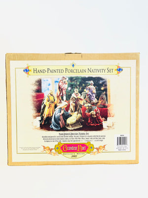 Grandeur Noel 2002 Collectors Edition 9-Piece Hand Painted Nativity Set in Box