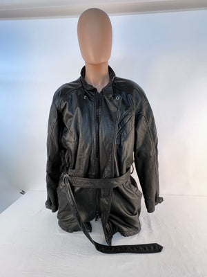 Vintage Pelle Studio Black Leather Jacket Women's Size L Belted - AS IS