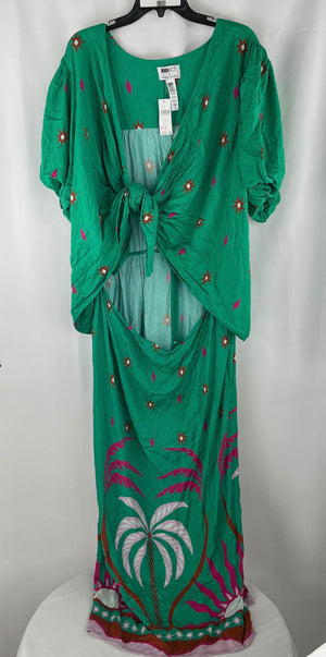 Beachriot Anthropologie Palm Tree Dress Tie Top Cover Up Beach Kimono Size 2X