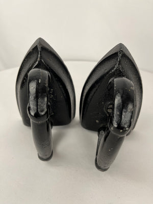 Antique Matched Pair Sad Irons #6 Cast Flat Iron Bookends/Doorstops