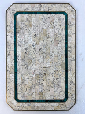 Vtg Maitland-Smith Tessellated Marble & Malachite Tray Brass Inlay 77 MF 1980s