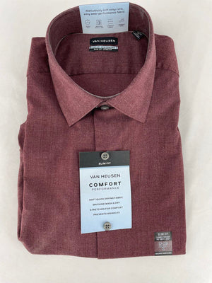 Van Heusen Comfort Performance Slim Fit Button Up Shirt Wine Men's XL NWT