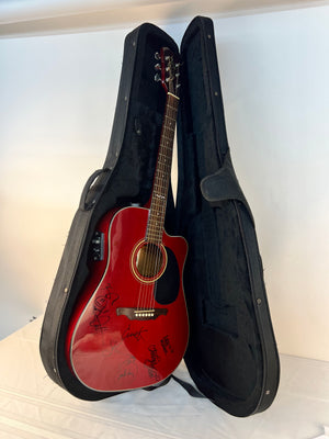 Alvarez 5220C EQ Fusion Standard Acoustic Electric Red Cutaway Guitar, Signed