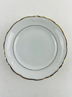 Royal Kents RKT17 White Gold Trimmed Porcelain Salad Plates Set of 8 Vintage