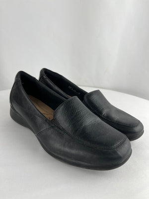 Clarks Collections Shoes Women's 9W Slip On Loafers Black Leather Low 26102417